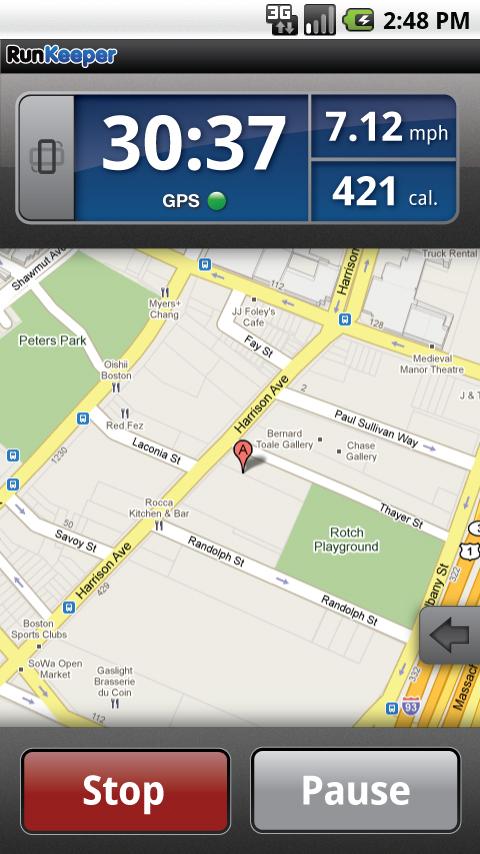 Android aplikace RunKeeper