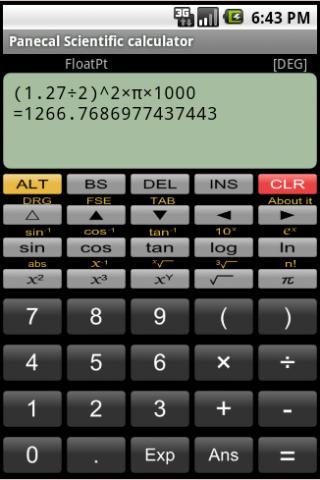 Android aplikace Panecal Scientific calculator