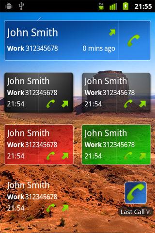 Android aplikace Last Call Widget