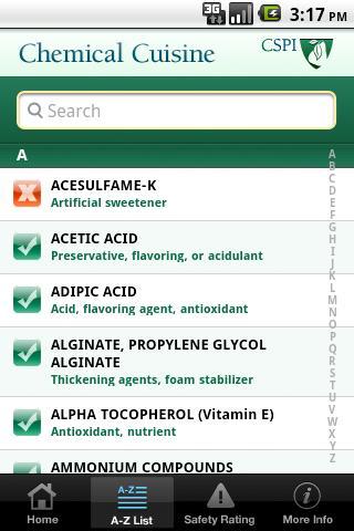 Android aplikace CSPI Chemical Cuisine