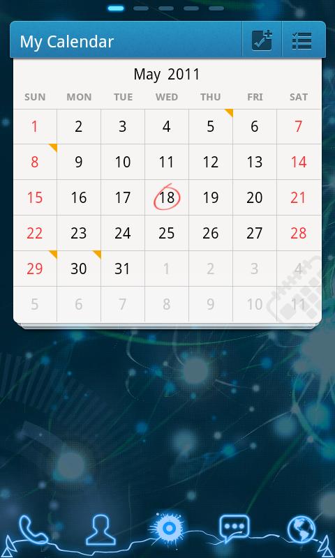 Android aplikace Calendar GOwidget