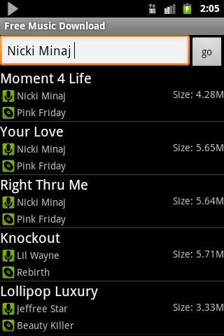 Android aplikace FreeMusicDownloader
